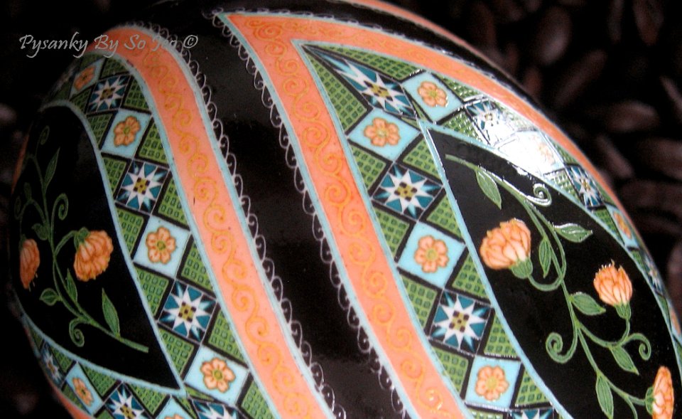Peach Posy Ukrianian Easter Egg Pysanky By So Jeo